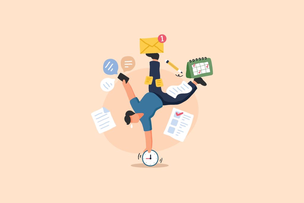 što je multitasking - skica čovjeka koji obavlja više zadataka istovremeno