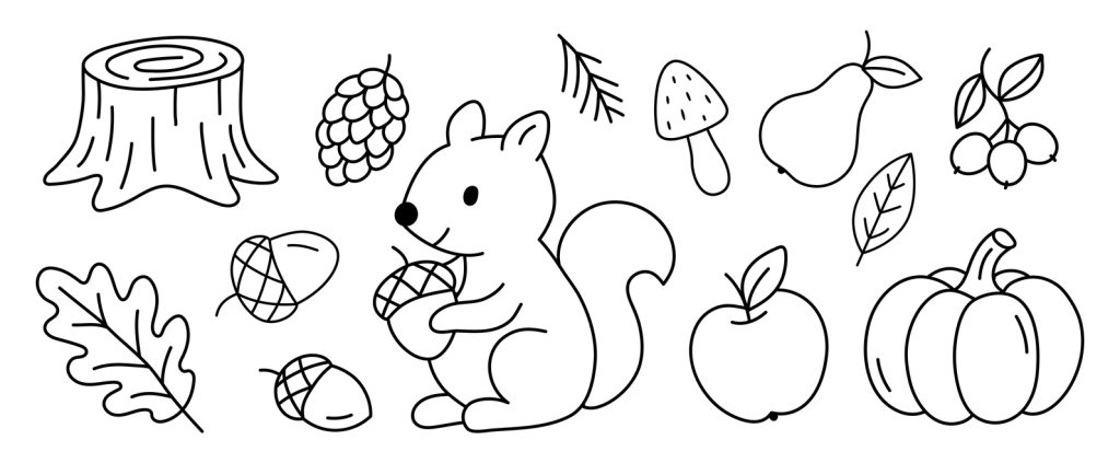 jednostavan crtež vjeverice