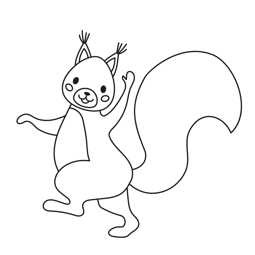 vjeverica koja maše iz vodiča kako nacrtati vjevericu