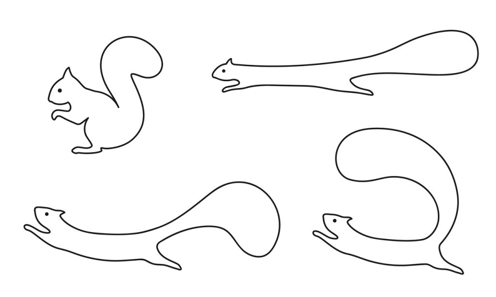 vjeverica u različitim pozama - jednostavan crtež